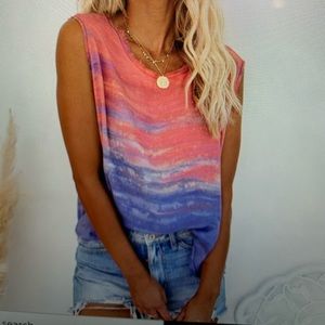 Sunset soirée frayed ombré tank